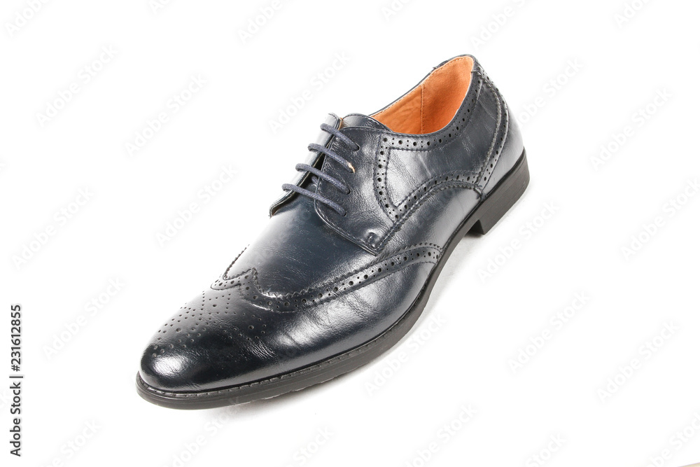 Classic office leathers man shoes isolated on white background.