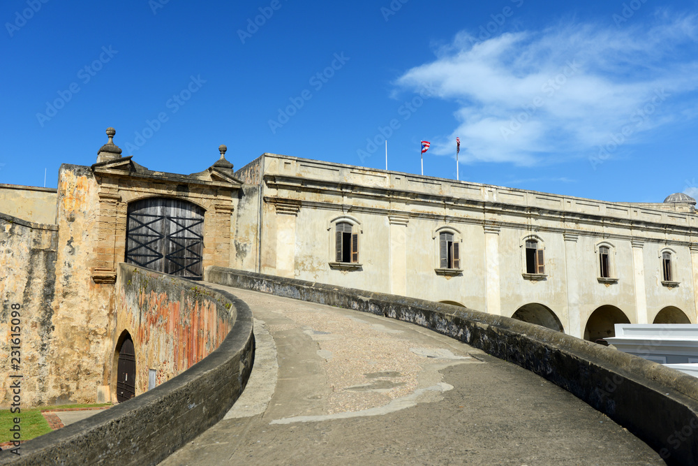 San Cristobal fortress in Puerto RIco with ramp access to main door