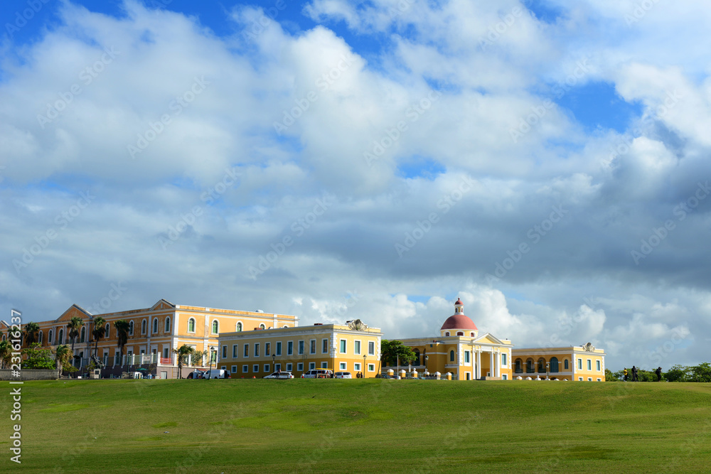 Art school in Old San Juan Puerto Rico with clouds Art school in Old San Juan Puerto Rico with clouds