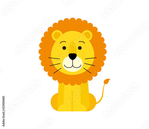 Fototapeta Naklejka Na Ścianę i Meble -  Vector illustration of cute lion cartoon isolated on white background