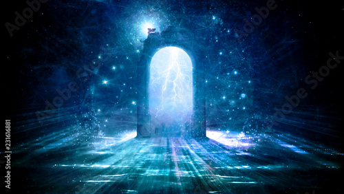 Colorful 3d Rendering Electrifying Gate That Leads to Another Dimension photo