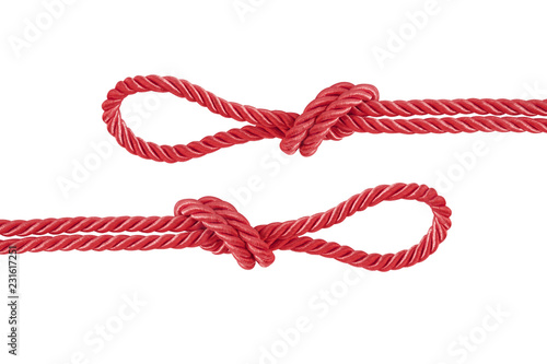 red rope knot isolated on white