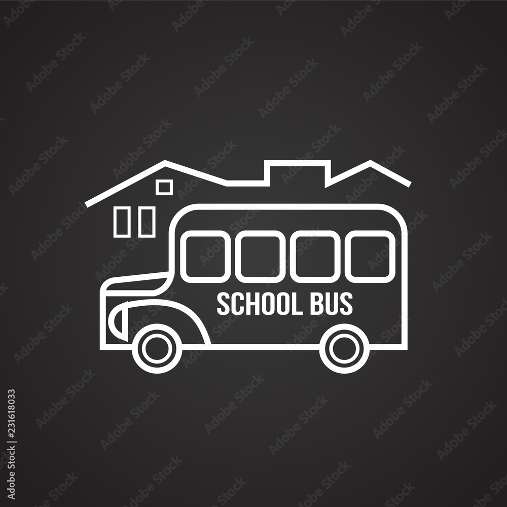 School bus thin line on black background icon School bus thin line on black background icon