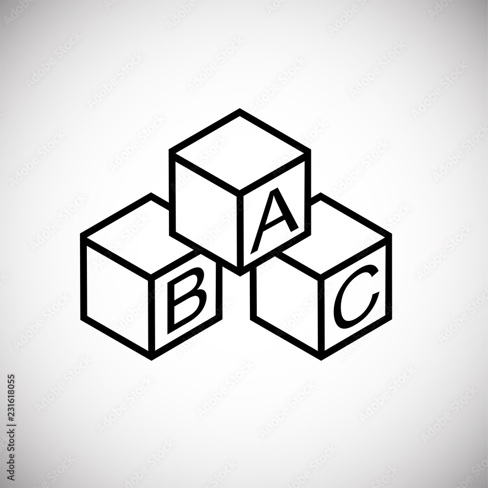 Alphabet cubes thin line on white background icon Alphabet cubes thin line on white background icon