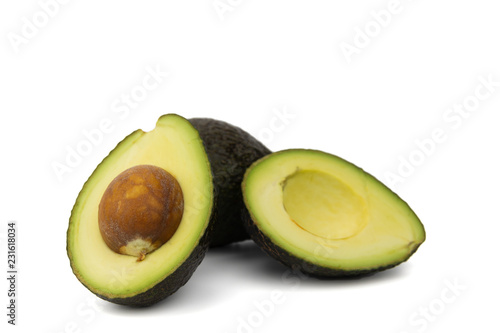 Avocado on white background isolated with clipping path