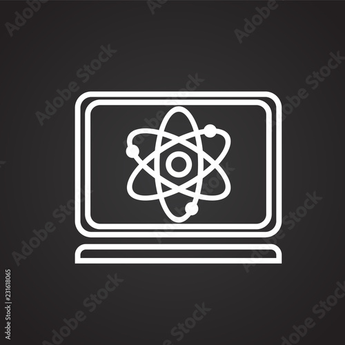 Nuclear monitoring science thin line on black background icon
