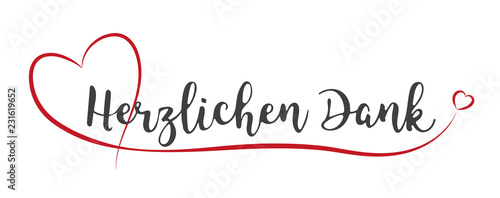 Herzlichen Dank Schriftzug mit Herzen
