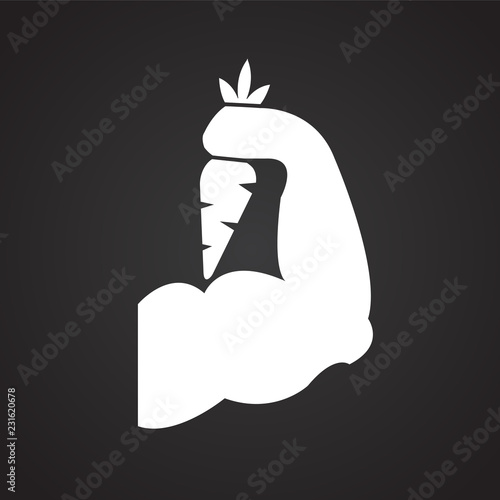 Natural body building on black background icon