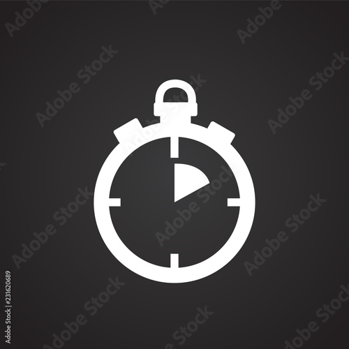 Stop watch on black background icon