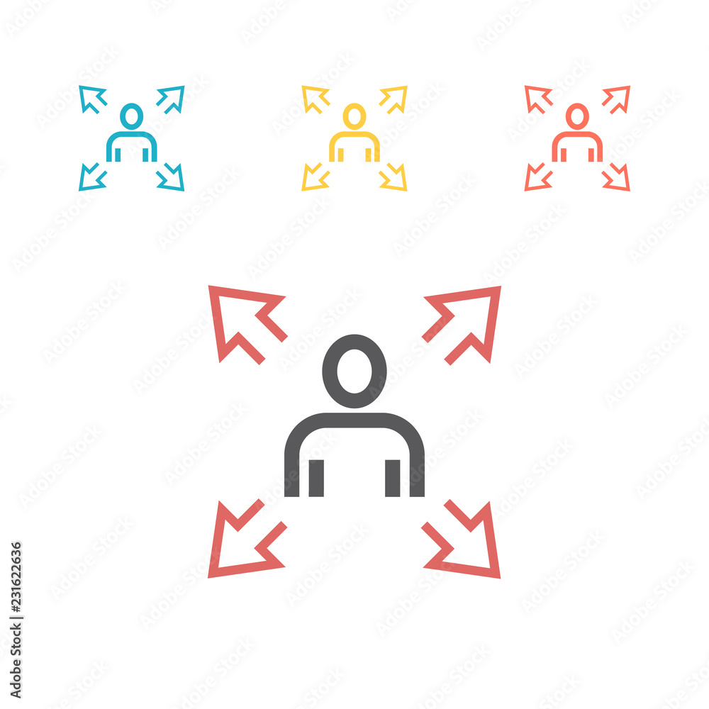 man, arrows at sides line icons. Vector sign for web graphics. man, arrows at sides line icons. Vector sign for web graphics.