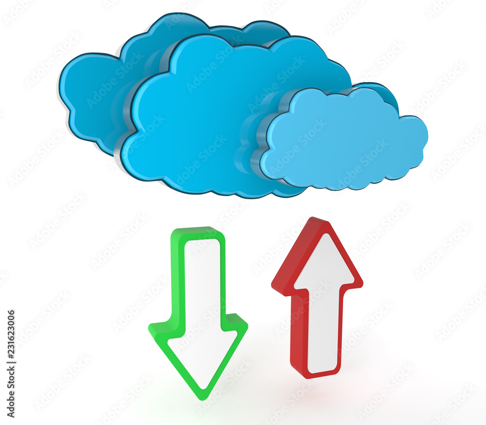 Cloud icon with download and upload arrows Cloud icon with download and upload arrows