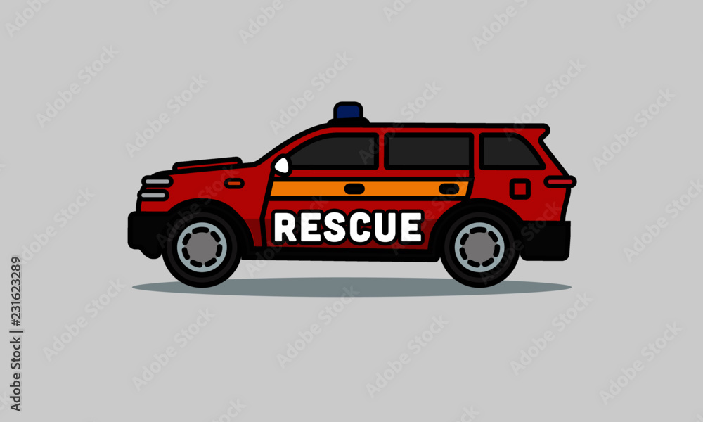 Fototapeta premium Fire Rescue Emergency SUV Car Vector Illustration