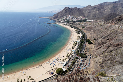 Luftaufnahme, Sandstrand, Playa de las Teresitas, San Andrés, Teneriffa, Kanarische Inseln, Spanien, Europa