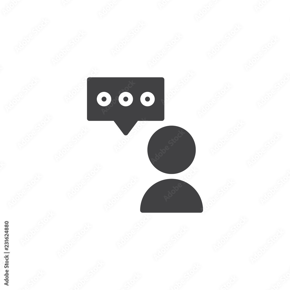 Speech bubble user vector icon. filled flat sign for mobile concept and web design. Comment solid icon. Symbol, logo illustration. Pixel perfect vector graphics