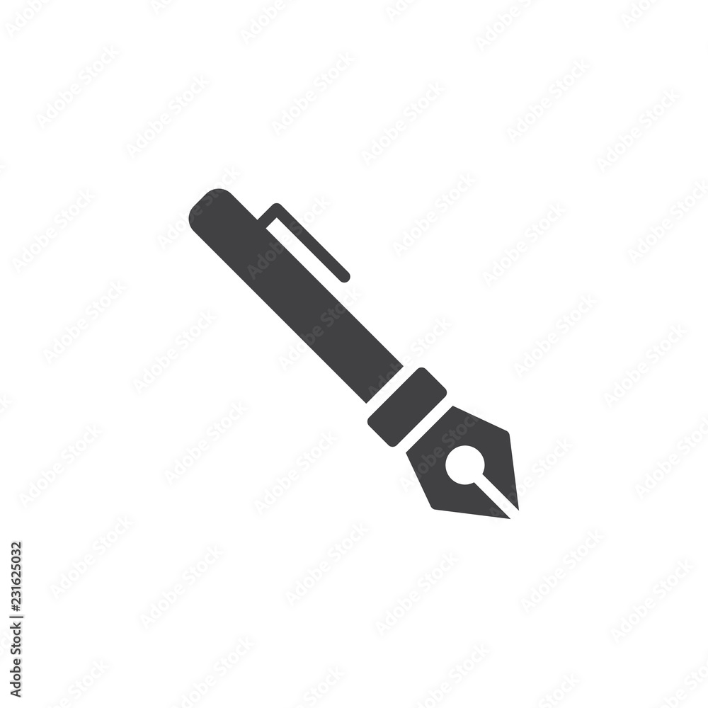Ink fountain pen vector icon. filled flat sign for mobile concept and web design. Writing simple solid icon. Symbol, logo illustration. Pixel perfect vector graphics Ink fountain pen vector icon. filled flat sign for mobile concept and web design. Writing simple solid icon. Symbol, logo illustration. Pixel perfect vector graphics
