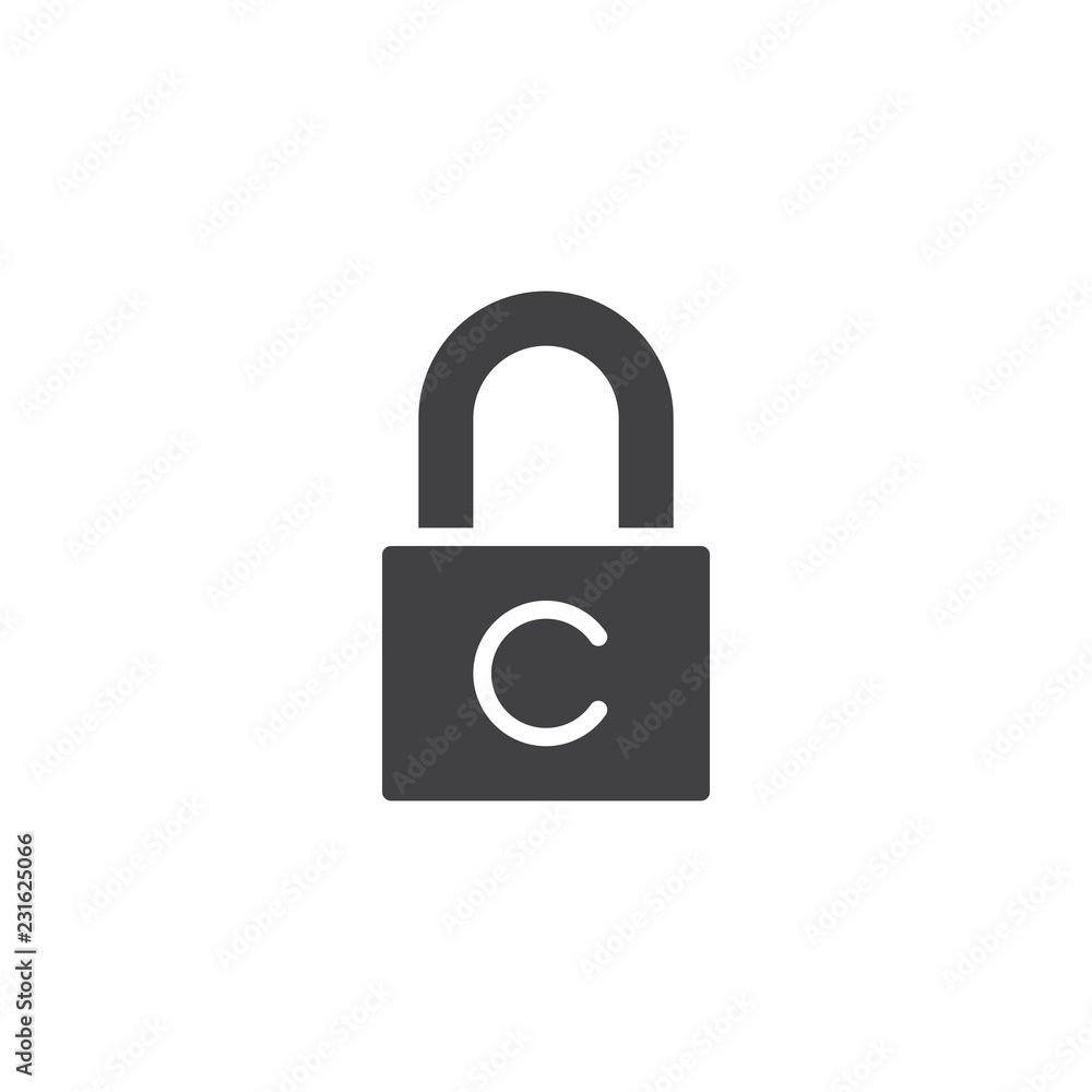 Copyright locker vector icon. filled flat sign for mobile concept and web design. Copyright secure simple solid icon. Symbol, logo illustration. Pixel perfect vector graphics Copyright locker vector icon. filled flat sign for mobile concept and web design. Copyright secure simple solid icon. Symbol, logo illustration. Pixel perfect vector graphics