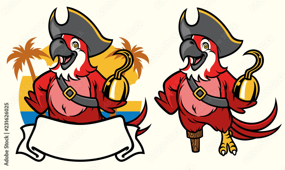Obraz premium macaw bird pirate cartoon