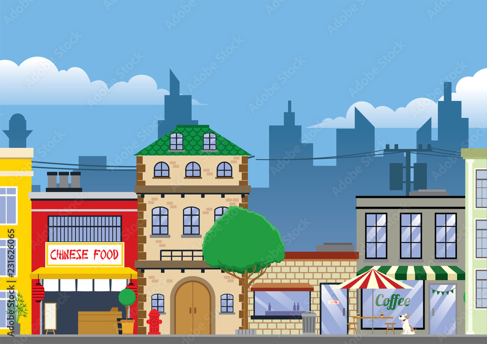 Naklejka premium old building and market