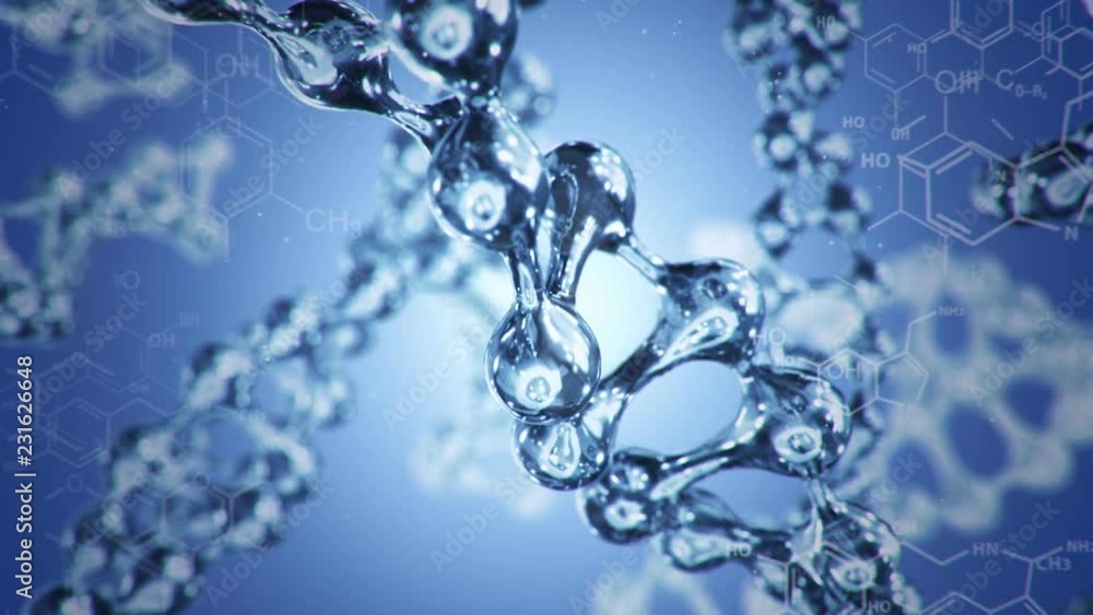 Animation of rotation DNA helix or molecule from glass and crystal and ...