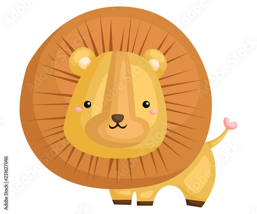 a cute and adorable lion standing mighty