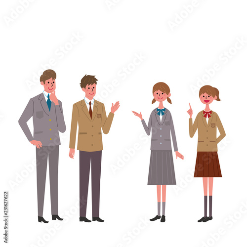 学生服　男子学生　女子学生　イラスト
