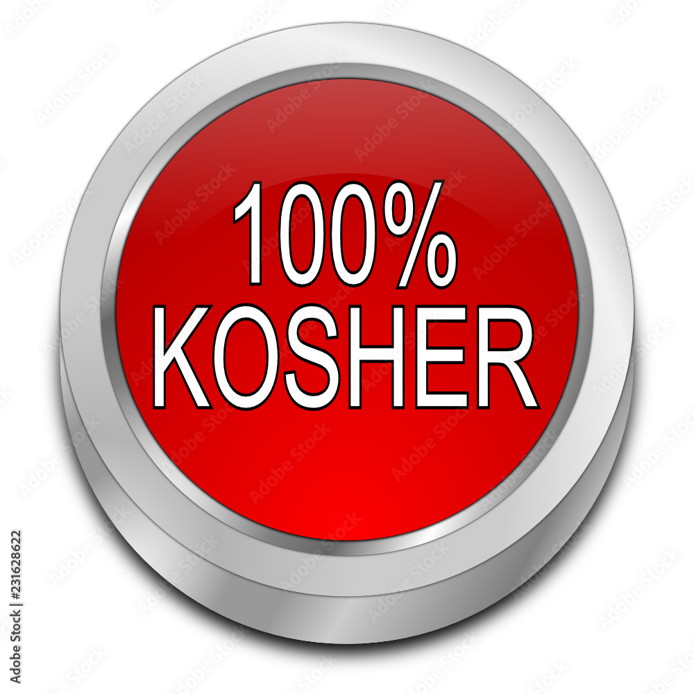 100% Kosher Button - 3D illustration 100% Kosher Button - 3D illustration