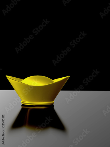 Chinese gold ,3D rendering