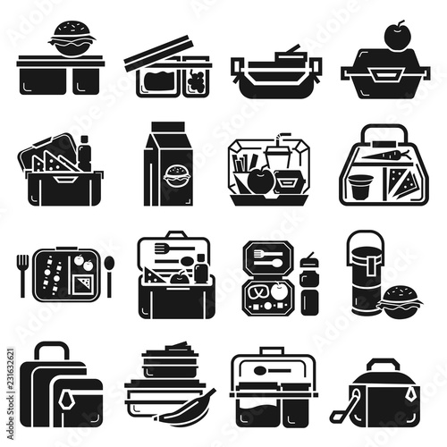 Lunchbox icon set. Simple set of lunchbox vector icons for web design on white background