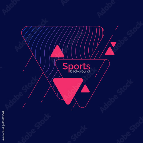 Abstract geometric background. Sports poster with the flat figures.