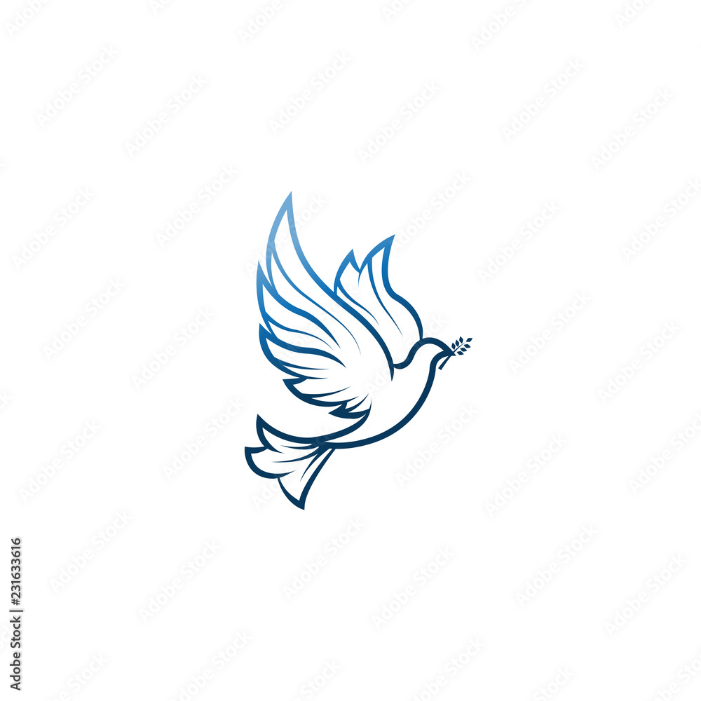 Dove Of Peace. Illustration with dove holding an olive branch symbolizing peace on earth. LIne Art dove. Ink painting style. Line art for logo and design. Vector illustration. Peace logo. Dove Of Peace. Illustration with dove holding an olive branch symbolizing peace on earth. LIne Art dove. Ink painting style. Line art for logo and design. Vector illustration. Peace logo.