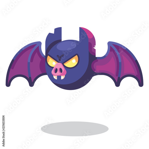 Fantasy RPG Game Character monsters and heros Icons Illustration. Evil vampire bat enemy with wings and fangs, cave monster