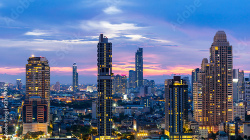 Night of the Metropolitan Bangkok City downtown cityscape urban skyline Thailand - Cityscape Bangkok city Thailand