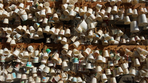 Paper cup handing on the wall for decoration in Penang,