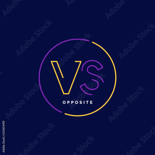 Bright poster symbols of confrontation VS. Vector illustration on dark background