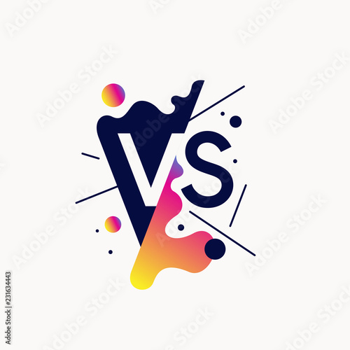 Bright poster symbols of confrontation VS, can be the same emblem.