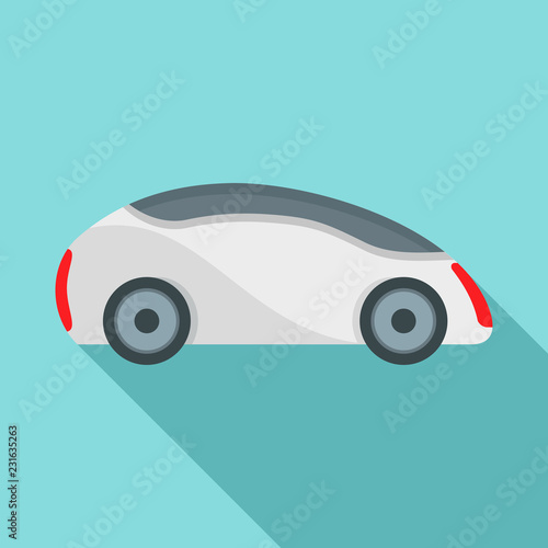 Futuristic driverless car icon. Flat illustration of futuristic driverless car vector icon for web design