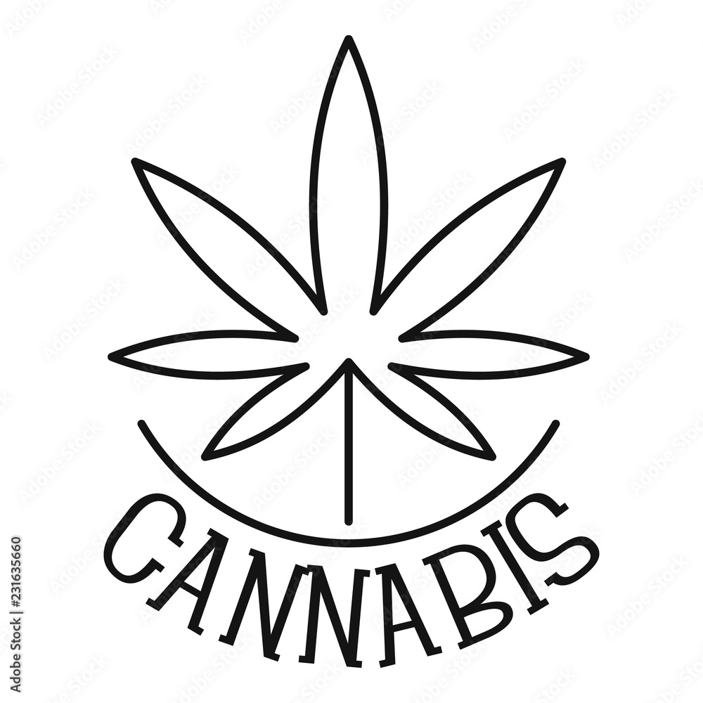 Farm cannabis leaf logo. Outline farm cannabis leaf vector logo for web design isolated on white background Farm cannabis leaf logo. Outline farm cannabis leaf vector logo for web design isolated on white background