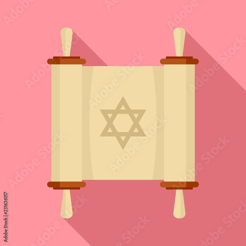 Torah papyrus icon. Flat illustration of torah papyrus vector icon for web design