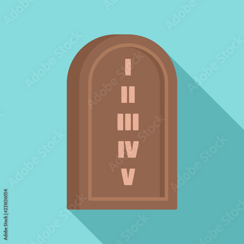 Jewish stone tablet icon. Flat illustration of jewish stone tablet vector icon for web design