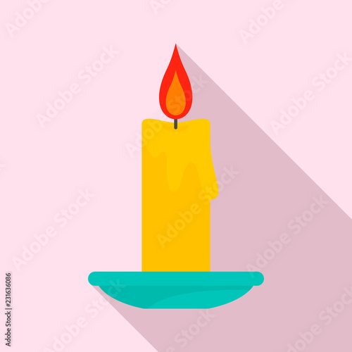 Burning candle icon. Flat illustration of burning candle vector icon for web design