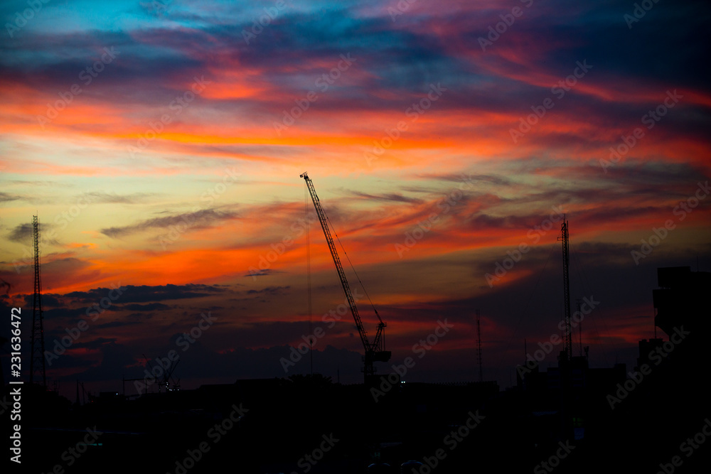 Naklejka premium Civil twilight Sky with Clouds