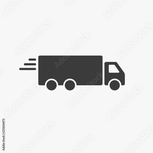 Truck trailer vector icon. Semi lorry wagon commercial transport logistic concept. Van delivery shape sign isolated on white.