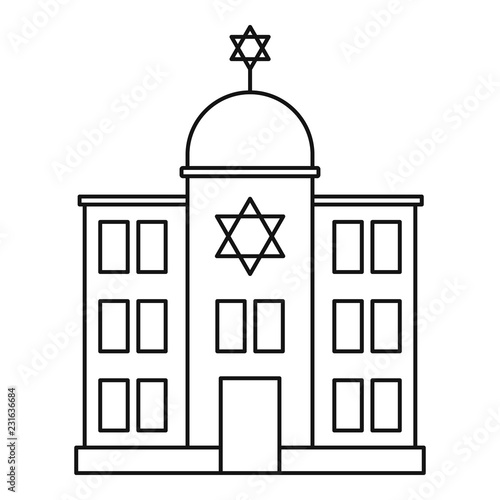 Jewish synagogue icon. Outline jewish synagogue vector icon for web design isolated on white background
