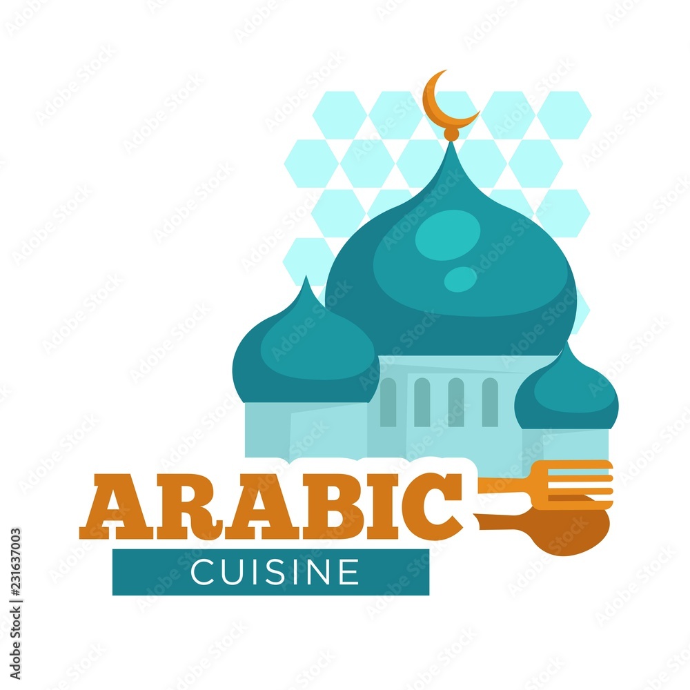 Arabic cuisine traditional meals, spoon and fork cutlery