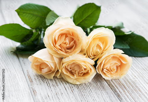 Yellow roses on a table