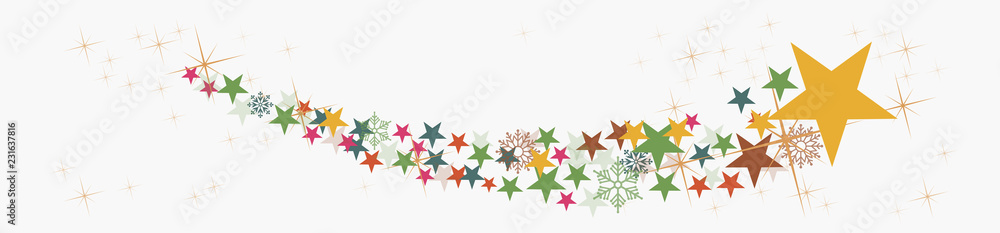 Obraz premium Christmas vector header. Comet and stars
