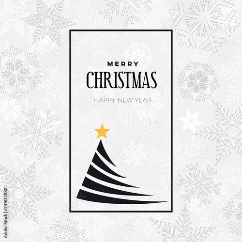 merry christmas and happy new year. greeting, invitation or menu cover. vector illustration with tree