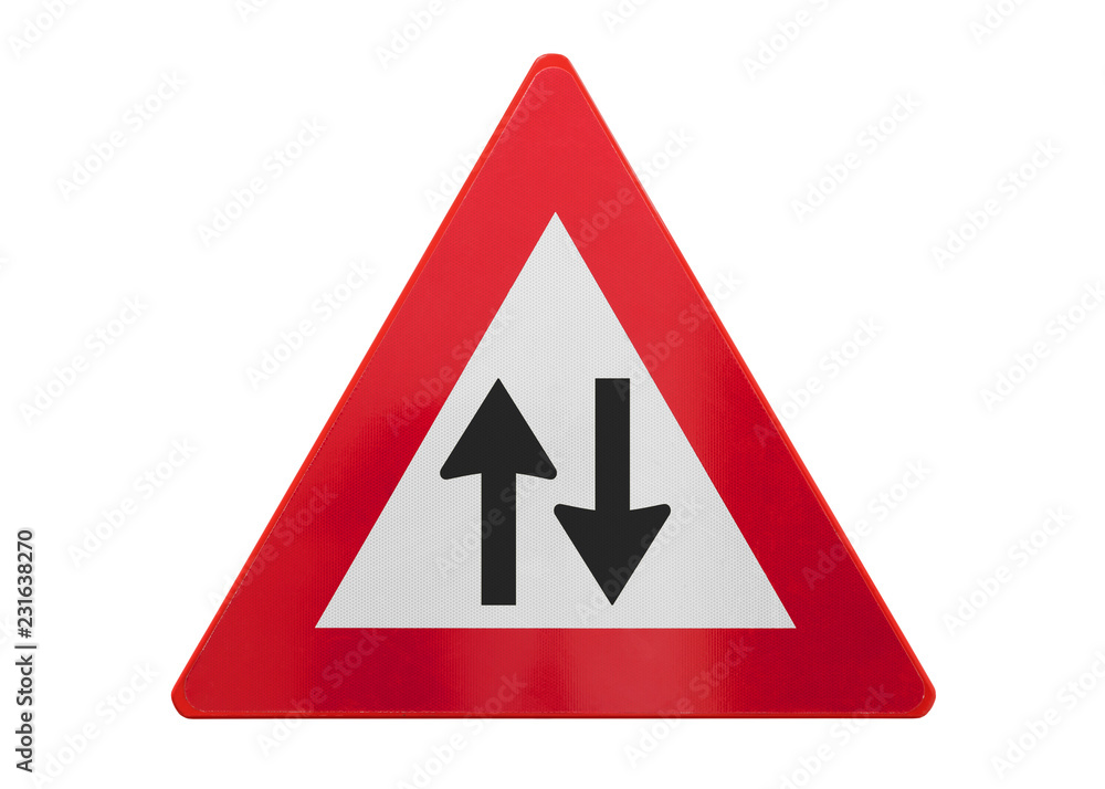 Traffic sign isolated - Two way Traffic sign isolated - Two way
