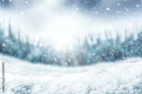 Wallpaper Mural Snow background and tree. Winter backdrop with sunlight in morning time. Torontodigital.ca