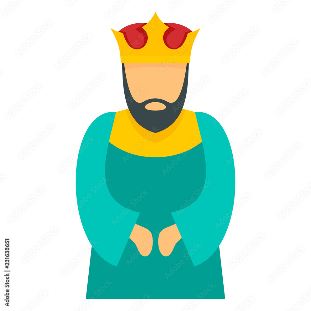 Blue king icon. Flat illustration of blue king vector icon for web design